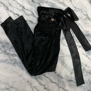 Authentic Cute Booty Lounge Leggings, black velvet with ribbon
